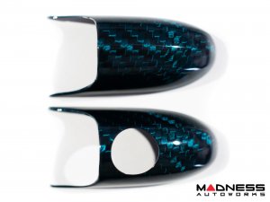 FIAT 500 Exterior Door Handle Kit - Carbon Fiber - Verde Azzurro (Blue-Green)